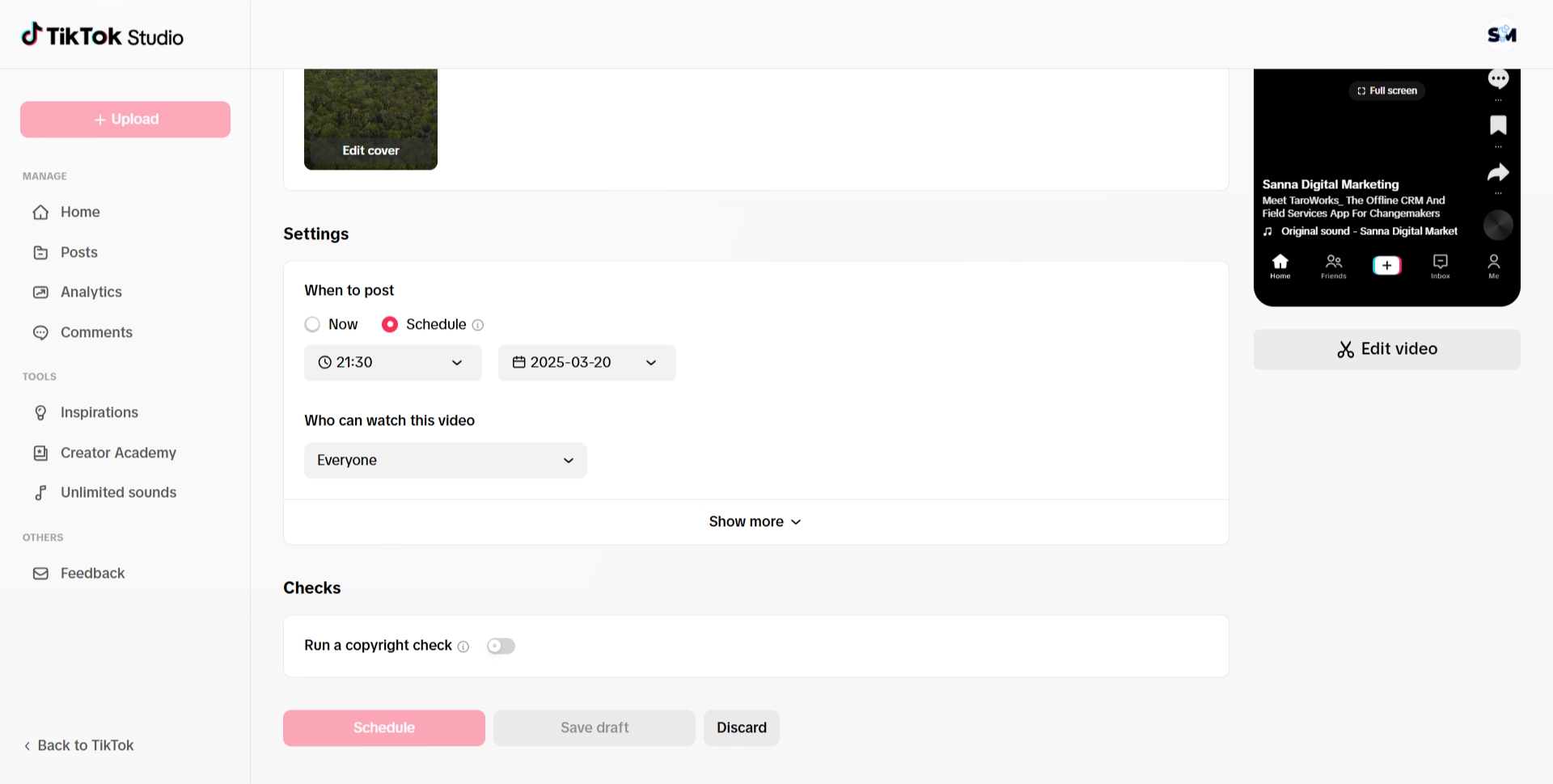 TikTok’s Free Scheduling Feature